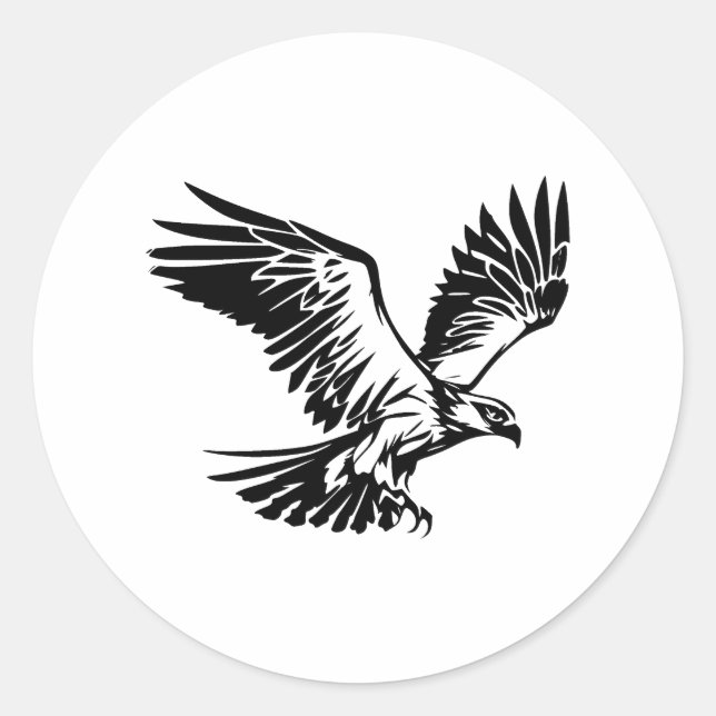 Elegant Osprey Silhouette in Monochrome Classic Round Sticker (Front)