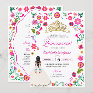 Elegant Otomi Embroidery Quinceañera Invitation