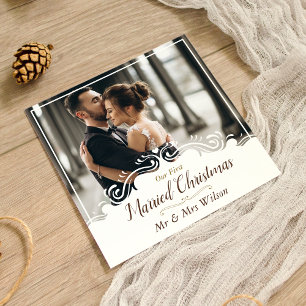 Elegant Our 1st Married Christmas One Photo Holiday Card