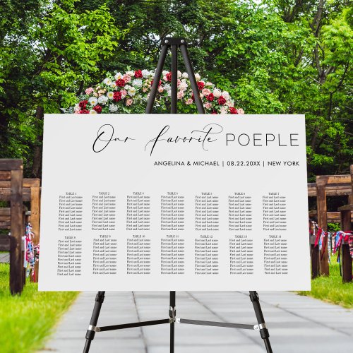 Elegant Our Favorite People Wedding Seating Chart Foam Board