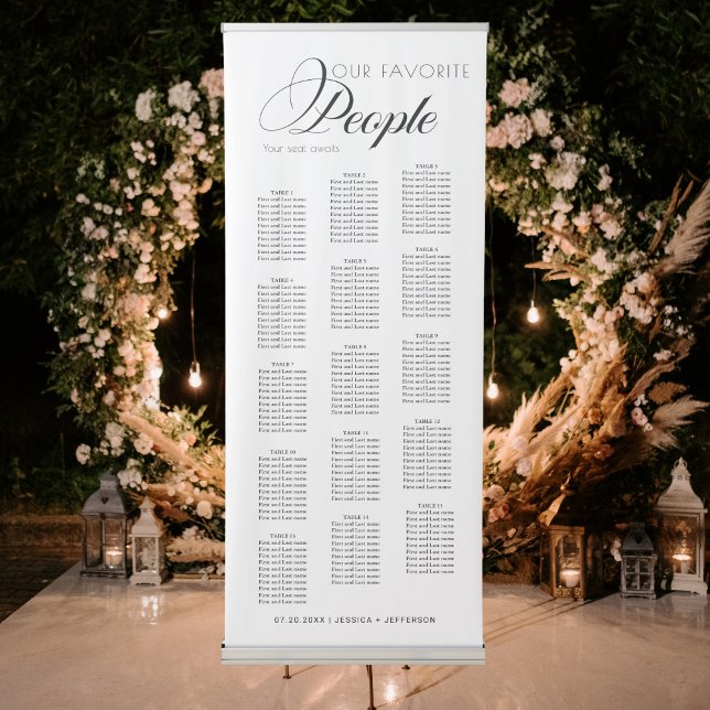 Elegant Our Favorite People Wedding Seating Chart Retractable Banner (Creator Uploaded)