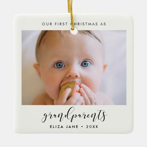 Elegant Our First Christmas as grandparents Ceramic Ornament