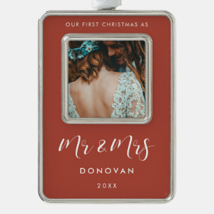 Elegant Our First Christmas as Mr & Mrs Photo Ornament