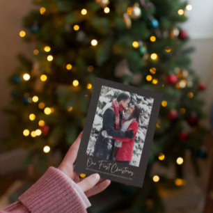 Elegant Our First Christmas Married Snowflakes Holiday Card