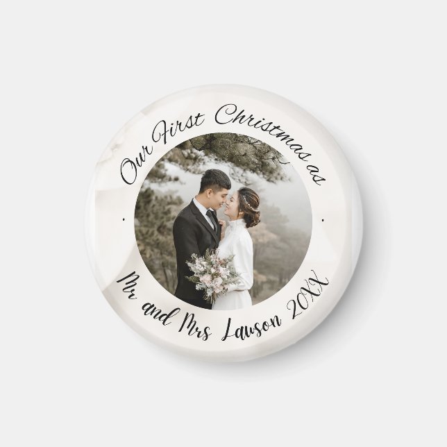 Elegant Our First Christmas wedding photo  Magnet (Front)