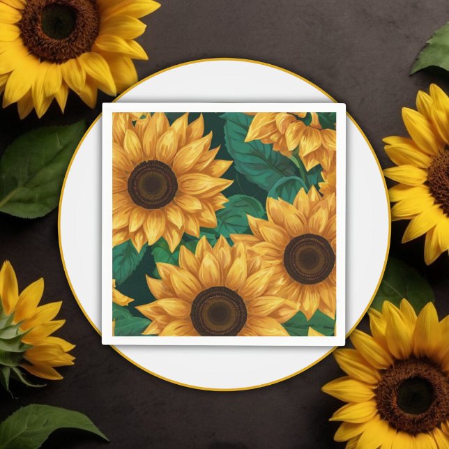 Elegant "Our Little Sunflower" Modern Baby Shower Napkins (Creator Uploaded)