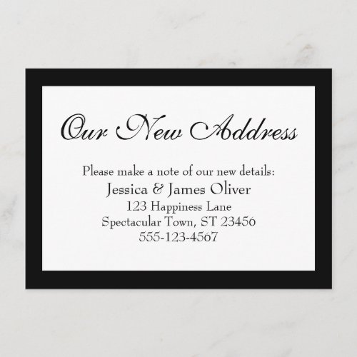 Elegant Our New Address Bordered Black on White Enclosure Card