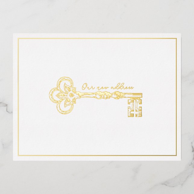 Elegant Our New Address Vintage Key Announcement (Front)