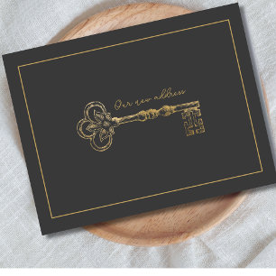 Elegant Our New Address Vintage Key Announcement Postcard