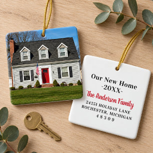 Elegant Our New Home Address Keepsake Photo Ceramic Ornament