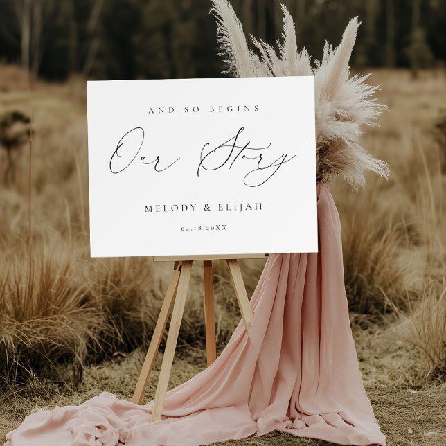 Elegant Our Story Begins Wedding Welcome Sign (Creator Uploaded)