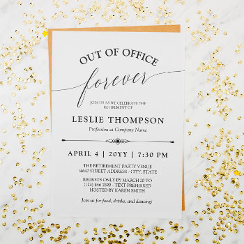 Elegant Out Of Office Forever Retirement Party Invitation by Paperpaperpaper at Zazzle