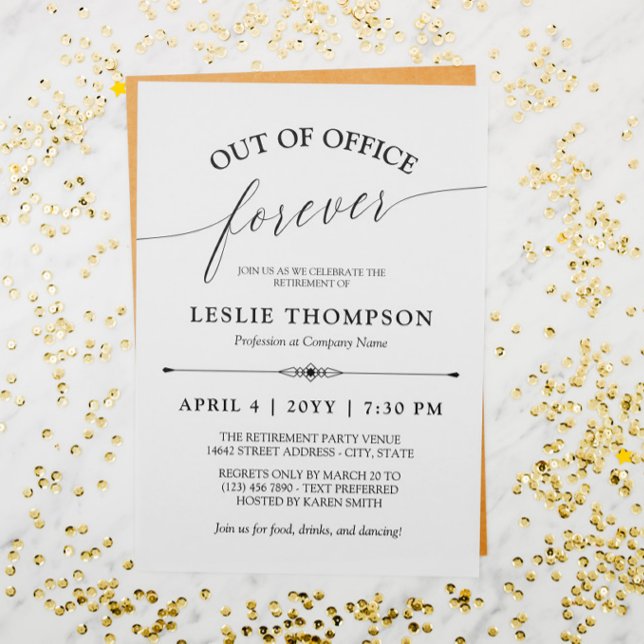 Elegant Out of Office Forever Retirement Party Invitation (Creator Uploaded)