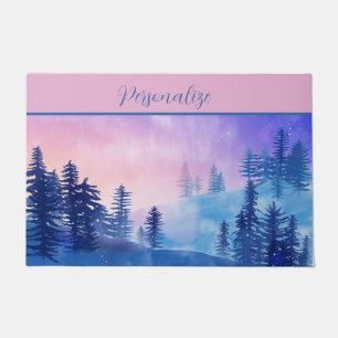 Elegant Outdoor Forest Mountains Sunset Fog Doormat