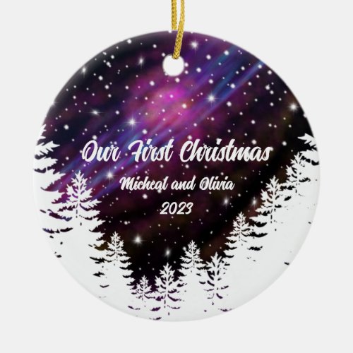 Elegant Outdoor nature night starry sky Ceramic Ornament