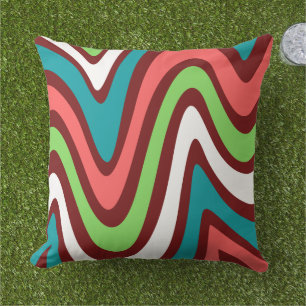 Elegant outdoor pattern green pink brown pillow