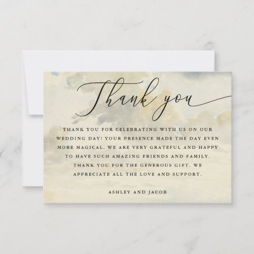 Elegant Outdoor Wedding | Cloudy Sky Fine Art Thank You Card