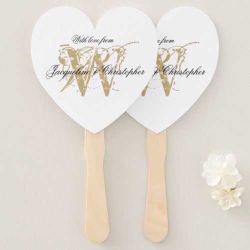 Elegant Outdoor Wedding Monogram And Names Chic  Hand Fan