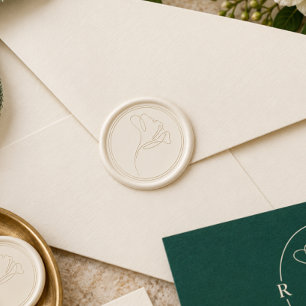 Elegant Outline Flower Wedding Wax Seal Sticker