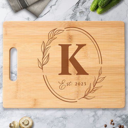 Elegant Oval Frame Monogrammed Personalized Family Cutting Board