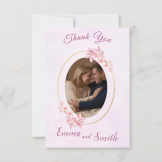 Elegant oval photo thank you  card