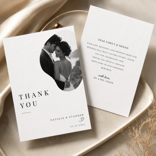 Elegant Oval Photo Wedding Thank You Card