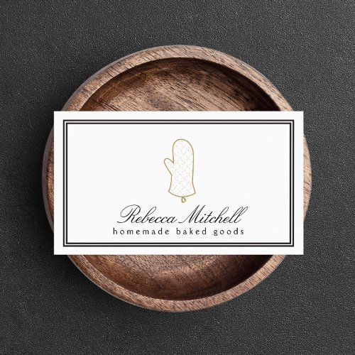 Elegant Oven Mitt Logo for Bakery Baked Goods Business Card