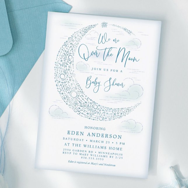 Elegant Over the Moon Baby Shower Invitation (Creator Uploaded)