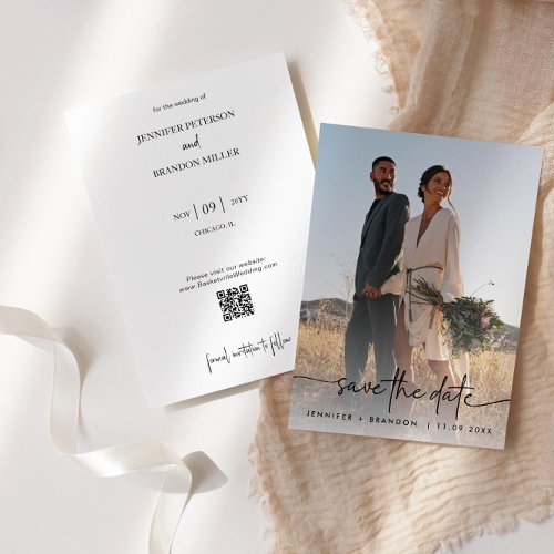 Elegant  overlay Calligraphy Save the Date Photo Invitation