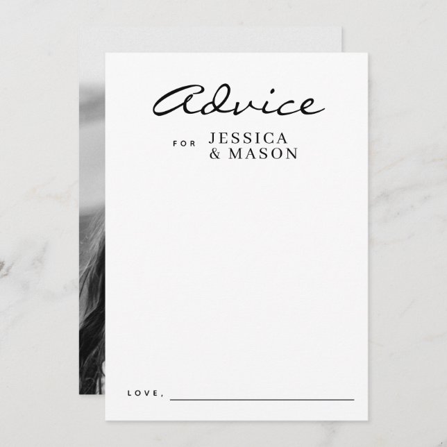 Elegant Overlay Modern Wedding Advice Cards (Front/Back)