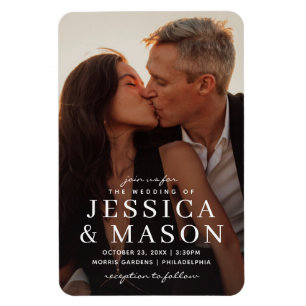 Elegant Overlay Modern Wedding Invitation Magnet