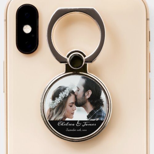 Elegant Overlay Photo Calligraphy Date Name   Phone Ring Stand