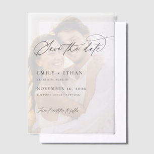 Elegant Overlay Photo Wedding Save The Date Vellum Invitations