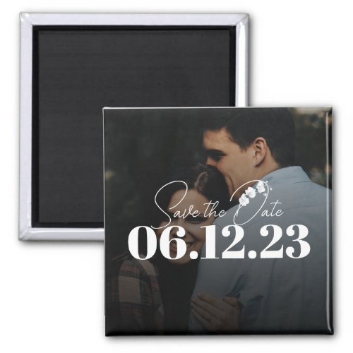 Elegant Overlay White Orchid Wedding Save the Date Magnet