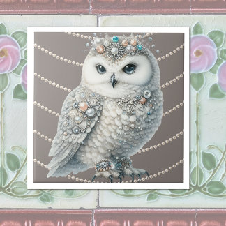 Elegant Owl Ceramic Tile