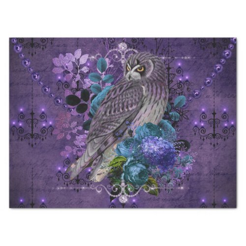 Elegant owl floral vintage chandeliers and jewels tissue paper