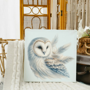 Elegant Owl in Watercolor Faux Canvas Print