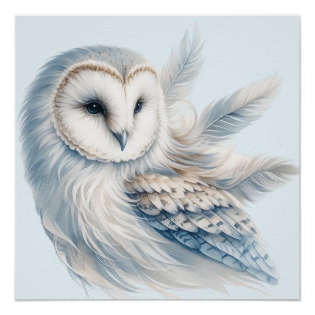 Elegant Owl in Watercolor Poster (Front)