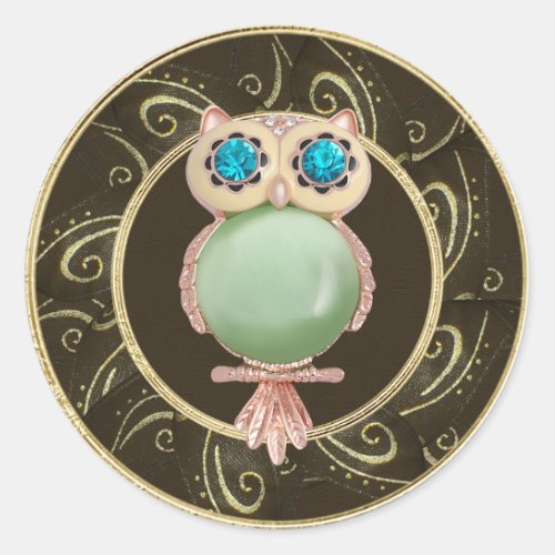 Elegant Owl Jewels Photo Print Stickers