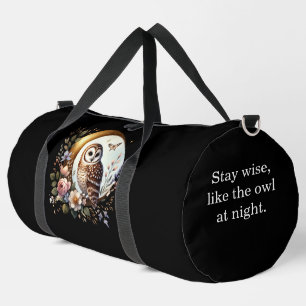 Elegant Owl on Golden Moon Duffle Bag