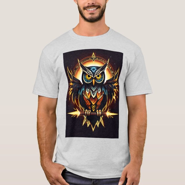 Elegant Owl Print T-Shirt - Nature Inspired Tee . (Front)