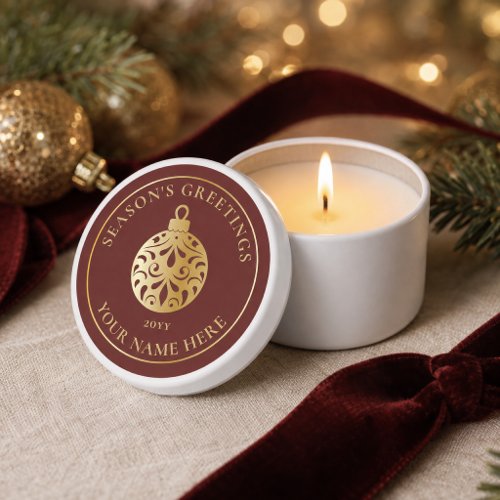 Elegant Oxblood Gold Ornament Season’s Greetings Mini Candle Favors