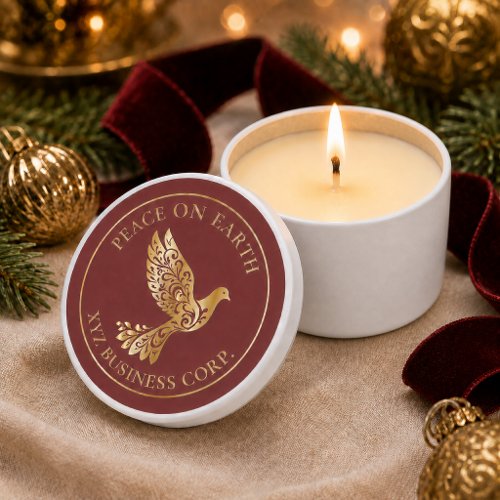 Elegant Oxblood Gold Peace Dove Business Holiday Mini Candle Favors