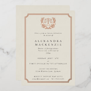 Elegant Oyster JD Law School Graduation Party Foil Invitation