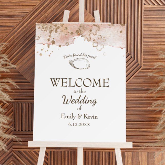 Elegant Oyster Shell Beach Wedding Welcome Foam Board (Creator Uploaded)