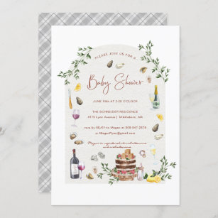 Elegant Oysters & Wine   Baby Shower Invitation