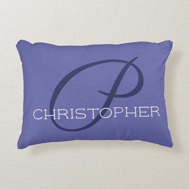 Elegant P Initial Name PeriwinkleBlue Stylish Accent Pillow (Front)