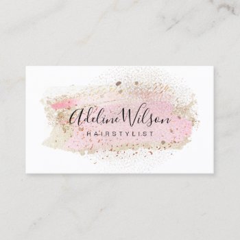 Elegant Paint Brush Stroke And Faux Glitter Business Card by amoredesign at Zazzle