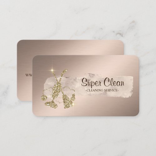Elegant Paint Stroke Glitter BroomVacuum cleaner  Business Card