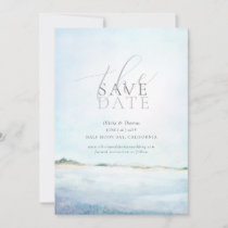 Elegant Painted Beach Wedding Photo Save the Date Invitation